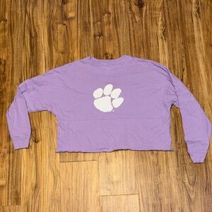 Boxercraft women’s medium shirt long sleeve purple white Clemson tigers college